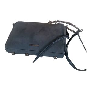 Rebecca Minkoff Black Suede Chainlink Leather Black Studded Tassel Crossbody Bag